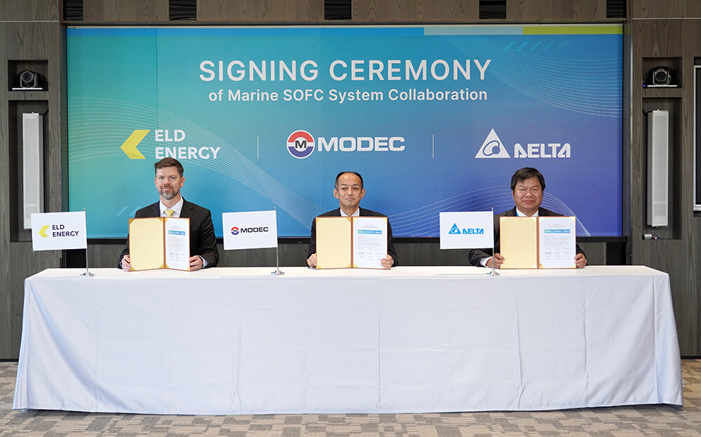 The signing ceremony at Delta's Tainan Plant 2