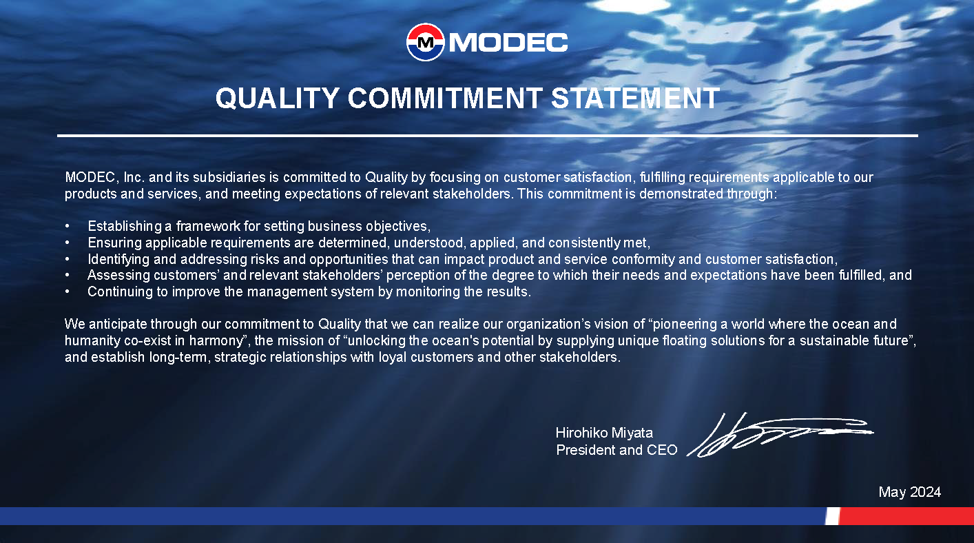 MODEC IMS Quality Commitment